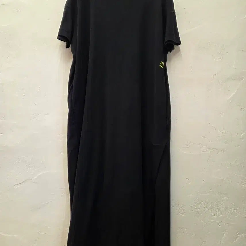 [BUNJANG] Demoo Women's Black Cotton Short Sleeve Long Fit Dress Size 55 / 데무 여 원피스 블랙/면100%/루즈핏/롱/반팔 55