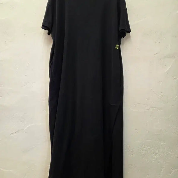 [BUNJANG] Demoo Women's Black Cotton Short Sleeve Long Fit Dress Size 55 / 데무 여 원피스 블랙/면100%/루즈핏/롱/반팔 55