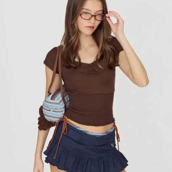 [BUNJANG] PEEKABOO SMOKE TEE Brown M / PEEKABOO SMOKE TEE 브라운 컬러 m사이즈 르세라핌 착용