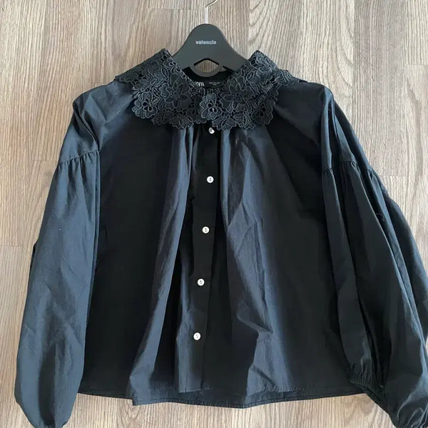 [BUNJANG] ZARA Lace Collar Blouse / 자라 레이스카라 블라우스