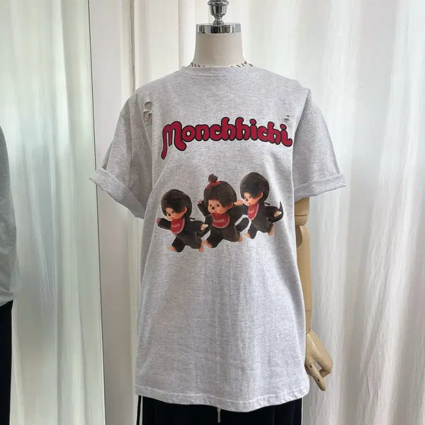[BUNJANG] Monchhichi Character T-shirt / 몬치치 몬치치티셔츠 몬치치반팔티 박스티 헬로키티 산리오 쿠로미 캐릭터티