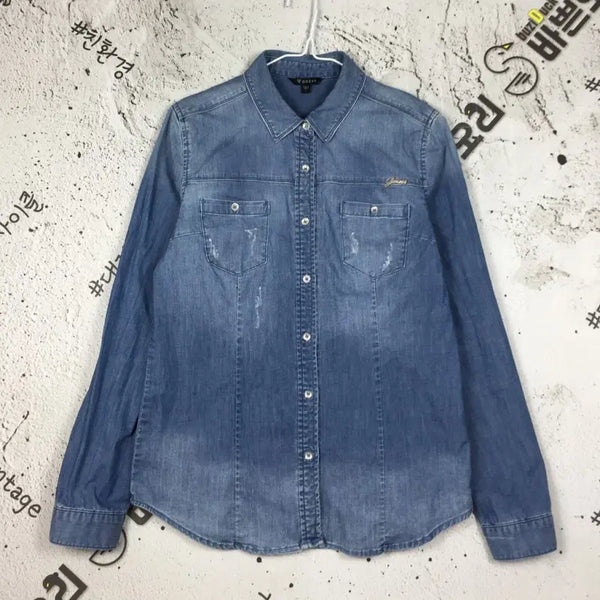 [BUNJANG] Guess Vintage Wash Denim Shirt Navy / 게스 셔츠 빈티지 워싱 데님 남방 네이비 1100429