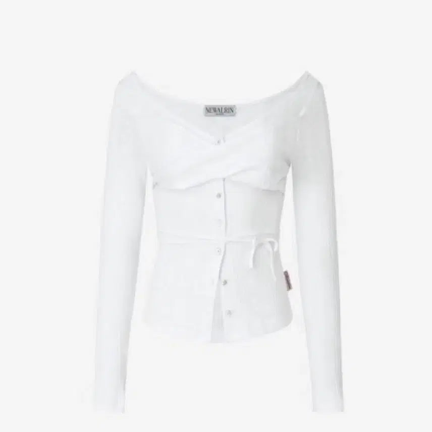 [BUNJANG] Newearlin Logie Twist Button Top (White) / 뉴얼린 로지 트위스트 버튼 탑 (화이트)