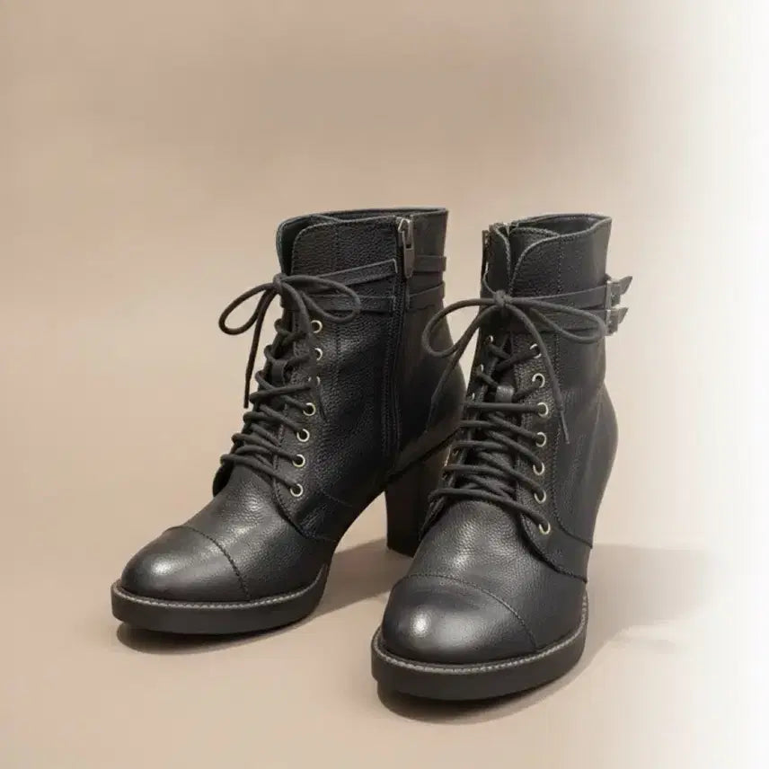 [BUNJANG] S=COMMA BONNIE Women's Black Chunky Heel Lace-up Ankle Boots / 여성36/ 슈콤마보니 앵클 부츠 블랙 통굽 레이스업 힐