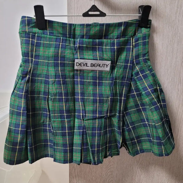 [BUNJANG] Green Check Mini Skirt (M) / 초록 체크 치마바지(M)
