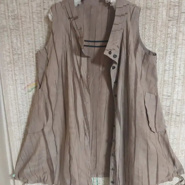 [BUNJANG] Beige Sleeveless Long Shirt (Size 77) / 베이지색 민소매 롱셔츠 77