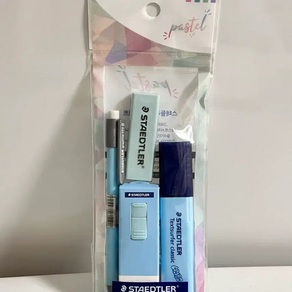 [BUNJANG] Staedtler Pastel Highlighter, Eraser, and Mechanical Pencil Set / 새상품 스테들러 형광펜/지우개/샤프 세트 파스텔