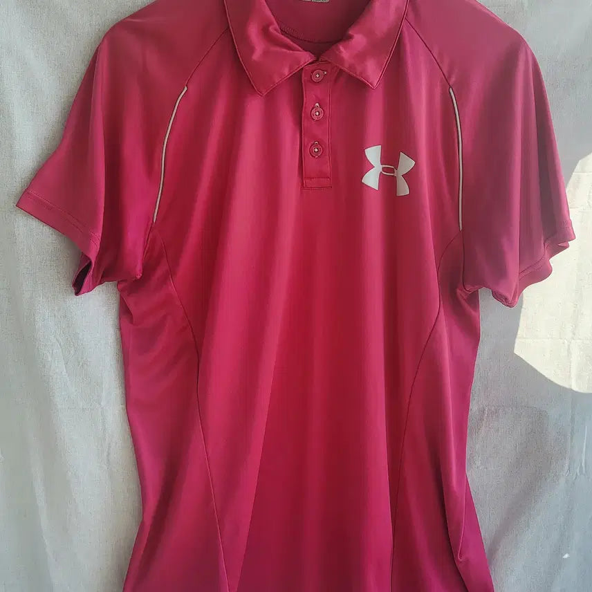 [BUNJANG] Under Armour Men's XL Pink Big Logo Performance Polo Shirt / 언더아머 기능성 폴로티 남성 XL 스포츠 카라티