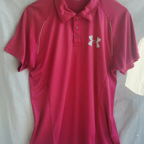 [BUNJANG] Under Armour Men's XL Pink Big Logo Performance Polo Shirt / 언더아머 기능성 폴로티 남성 XL 스포츠 카라티