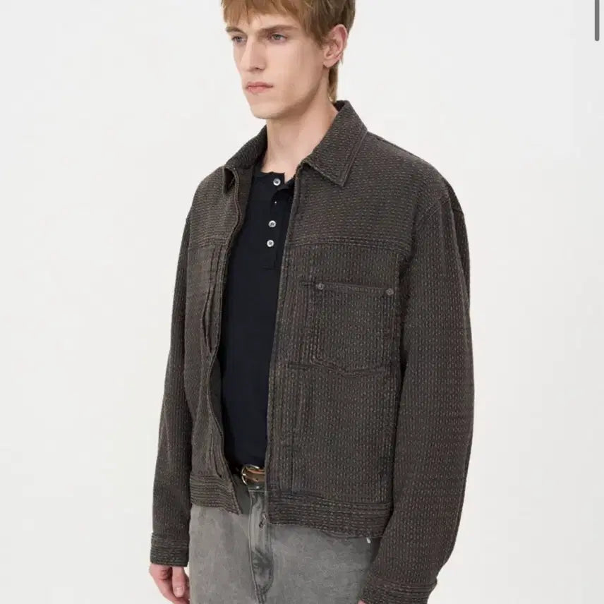 [BUNJANG] In Silence Stitched Surface Jacket Dark Brown L / 인사일런스 스티치드 서페이스 자켓 DARK BROWN L사이즈