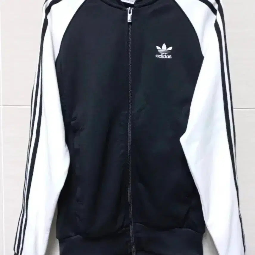 [BUNJANG] Adidas Track Top Jersey / 아디다스 대장급 블랙 화이트 트랙탑 저지 져지집업 85/XS