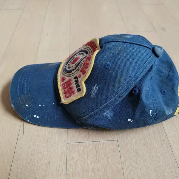 [BUNJANG] DSQUARED2 Vintage Cap / 디스퀘어드2 빈티지모자 볼캡 데미지 페인트 블루캡모자