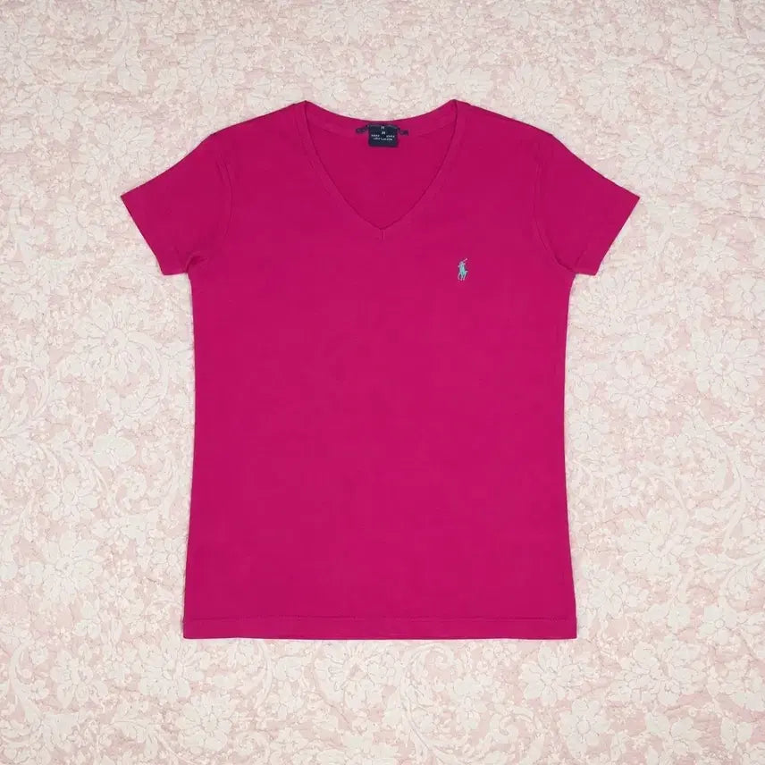 [BUNJANG] Polo Ralph Lauren Pink V-Neck T-Shirt XS / 폴로랄프로렌 핑크 브이넥 반팔티 XS