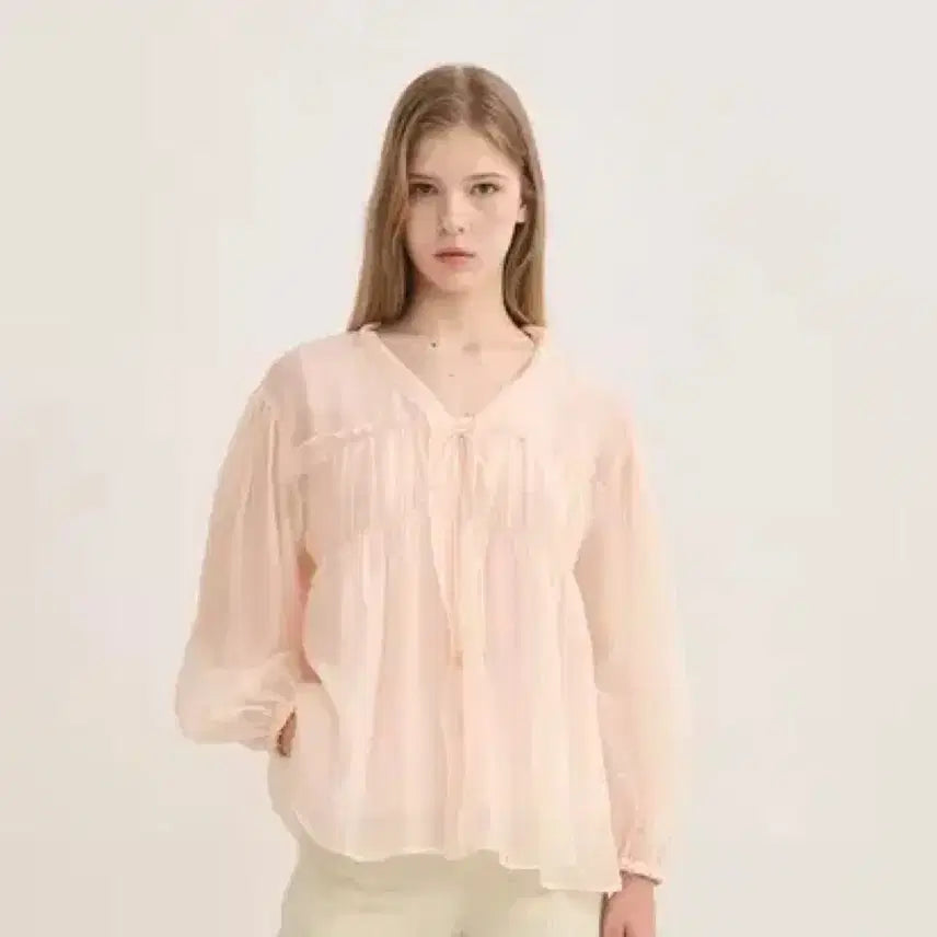 [BUNJANG] SJ.SJSJ Frill Shirring Strap Blouse - Pink / sjsj 프릴 셔링 스트랩 블라우스 핑크