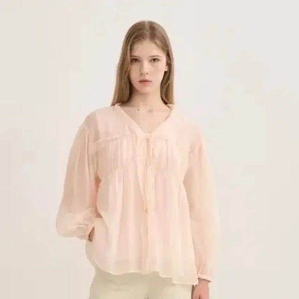 [BUNJANG] SJ.SJSJ Frill Shirring Strap Blouse - Pink / sjsj 프릴 셔링 스트랩 블라우스 핑크