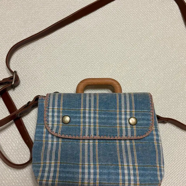 [BUNJANG] BAKS Wood Bag Vintage Blue Check Mini / BAKS Wood Bag 빈티지 블루 체크