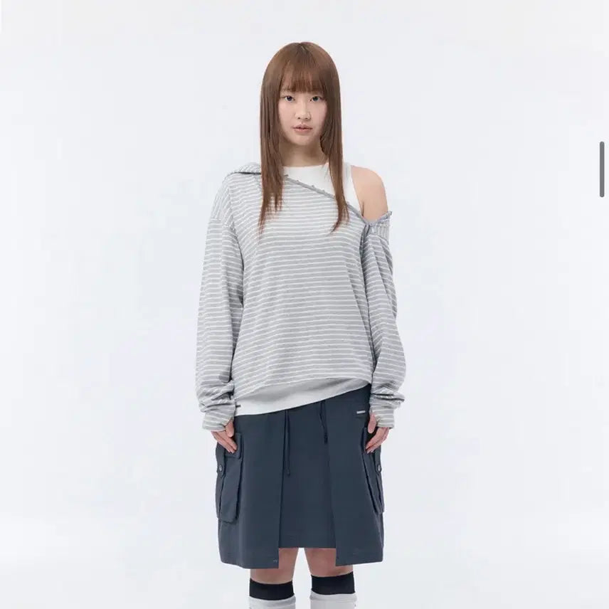 [BUNJANG] MiseKi Seoul Button Layered Hoodie (New) / 미세키서울 버튼 레이어드 후디(새상품)