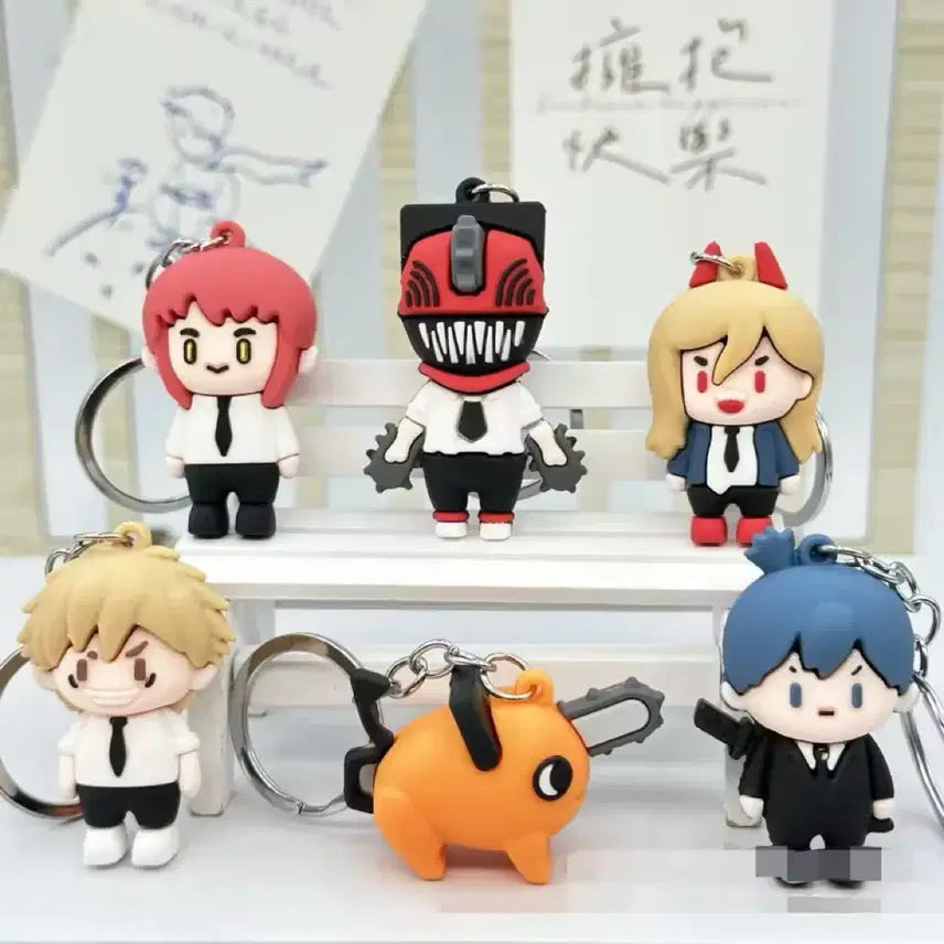 [BUNJANG] Chainsaw Man Character Keychain Set (6 Types) / 체인소맨 키링 6종 세트 / 열쇠.가방 고리