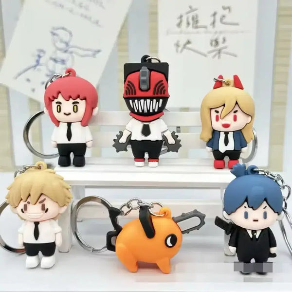 [BUNJANG] Chainsaw Man Character Keychain Set (6 Types) / 체인소맨 키링 6종 세트 / 열쇠.가방 고리