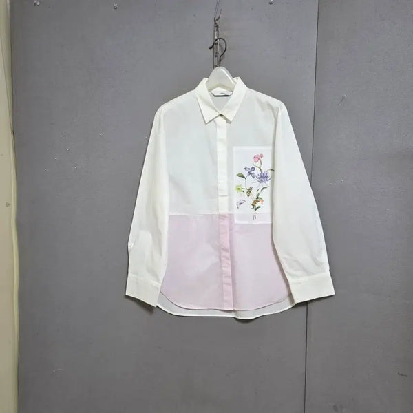 [BUNJANG] Duel Flower Point Blouse 55 / 듀엘 플라워포인트 남방 블라우스 55 n6807