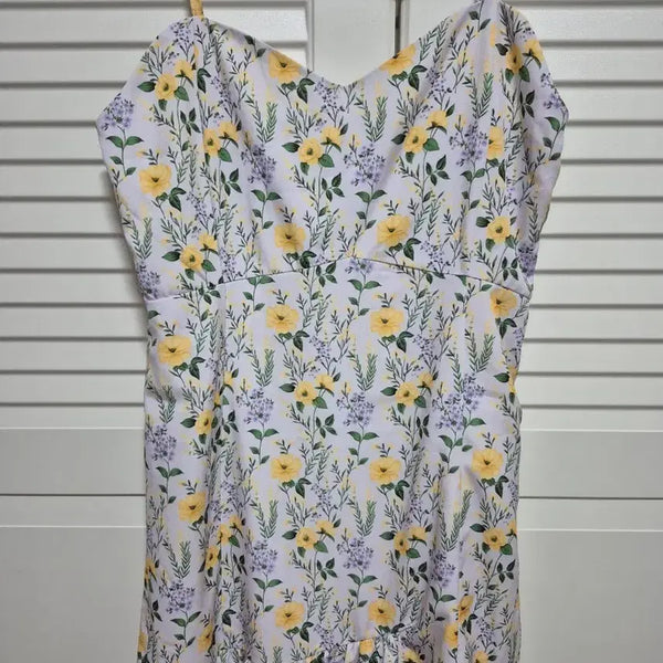 [BUNJANG] Flower Shirring Long Dress / 플라워 셔링 롱원피스