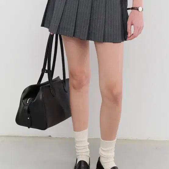[BUNJANG] Dunst Striped Pleated Mini Skirt / 던스트 스트라이프 플리츠 미니 스커트