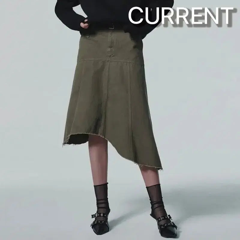 [BUNJANG] CURRENT Asymmetric Flare Midi Skirt / (새상품)커렌트 ASYMMETRIC 플레어 미디 스커트 M21187