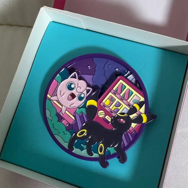[BUNJANG] Pokemon Ditto Playground Pop-Pop Midnight Roulette Pin Badge (Jigglypuff & Umbreon) / 포켓몬 메타몽 놀이터 팝팝 미드나잇 룰렛 핀 뱃지 (푸린&블래키)