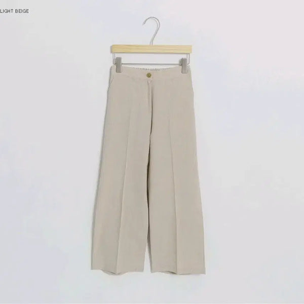 [BUNJANG] Atelier Nine Signature Linen Wide Banding Pants - Light Beige / 아틀리에 나인) 시그니처 린넨 와이드 백 밴딩 팬츠 - 라이트 베이지