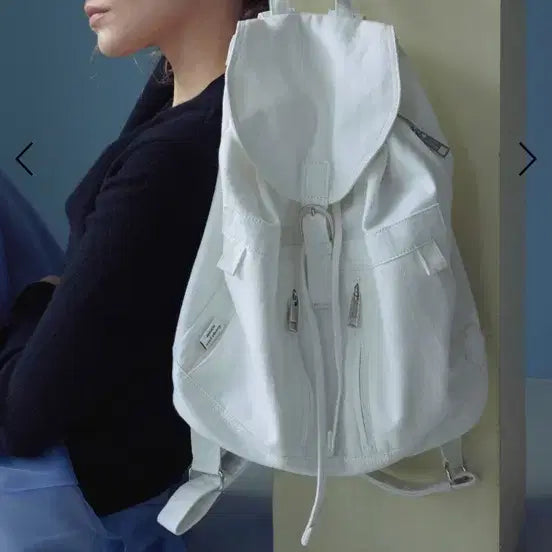 [BUNJANG] Muku & Ebony Notting Herringbone Backpack Ivory / 무쿠앤에보니 노팅 헤링본 백팩 아이보리