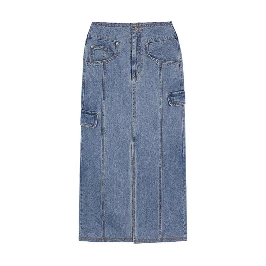 [BUNJANG] RAIVE Denim Cargo Long Skirt / RAIVE 레이브 데님 카고 롱스커트