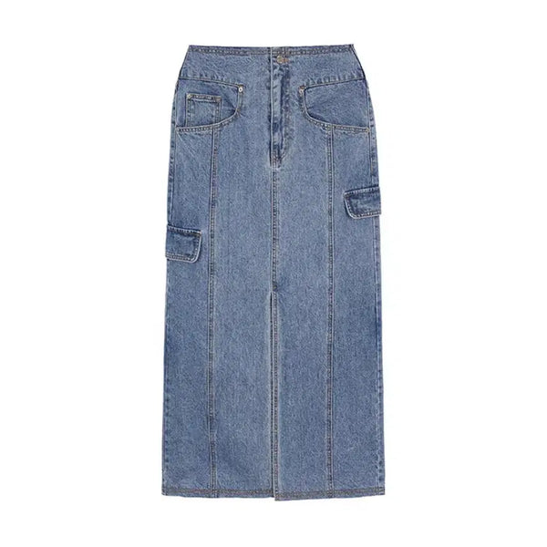 [BUNJANG] RAIVE Denim Cargo Long Skirt / RAIVE 레이브 데님 카고 롱스커트