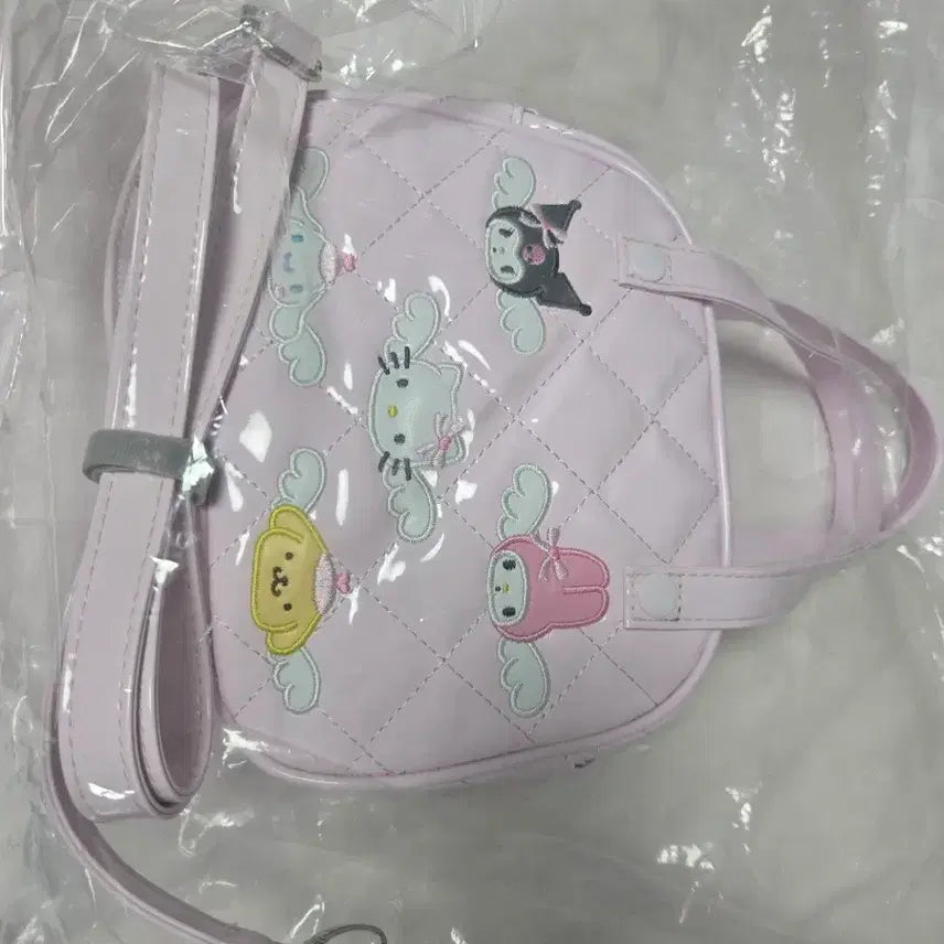 [BUNJANG] Sanrio Characters Quilting Crossbody Bag - Pink / 산리오 헬로키티 쿠로미 멜로디 폼폼푸린 퀼팅 크로스백 핑크