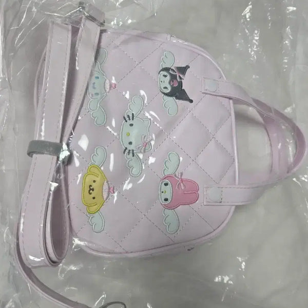 [BUNJANG] Sanrio Characters Quilting Crossbody Bag - Pink / 산리오 헬로키티 쿠로미 멜로디 폼폼푸린 퀼팅 크로스백 핑크
