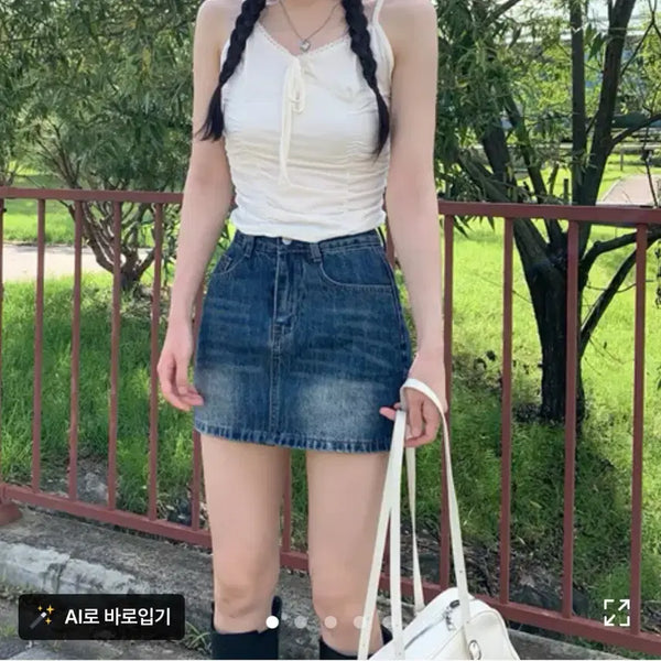 [BUNJANG] Boogie Shop Raw Washing Denim Mini Skirt / 에이블리 부기샵 로어 워싱 데님 미니 스커트