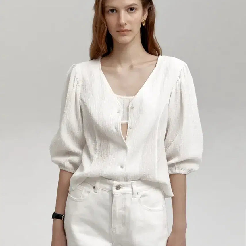 [BUNJANG] Bean Wrinkle Blouse / 샵엠 빈 링클 블라우스 bean wrinkle blouse
