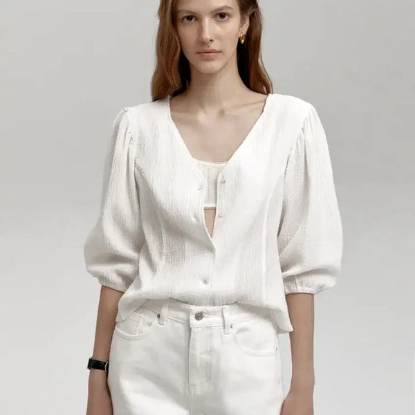 [BUNJANG] Bean Wrinkle Blouse / 샵엠 빈 링클 블라우스 bean wrinkle blouse