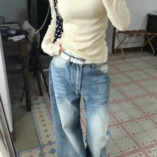 [BUNJANG] Kirev Olive Dot Tee & Basic Wide Denim Jeans Set / Kirev키레브 올리브티, 청바지(세트할인)