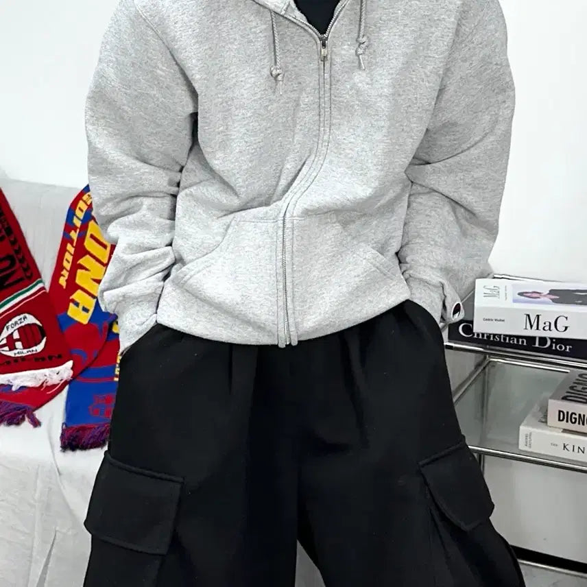 [BUNJANG] Champion Grey Hoodie Zip-up M / 챔피온 그레이 후드집업 M
