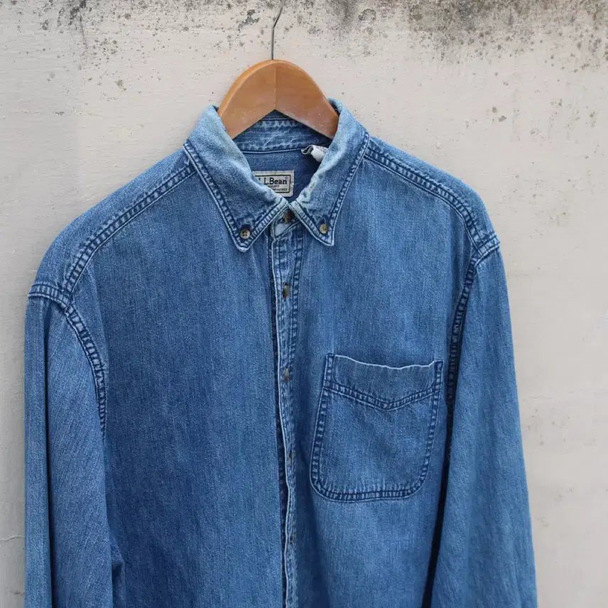 [BUNJANG] 90's L.L.Bean Men's Denim Shirt / (착용컷) 90's L.L.Bean 데님 셔츠 (남성용 100-103)