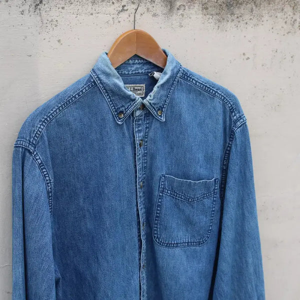 [BUNJANG] 90's L.L.Bean Men's Denim Shirt / (착용컷) 90's L.L.Bean 데님 셔츠 (남성용 100-103)