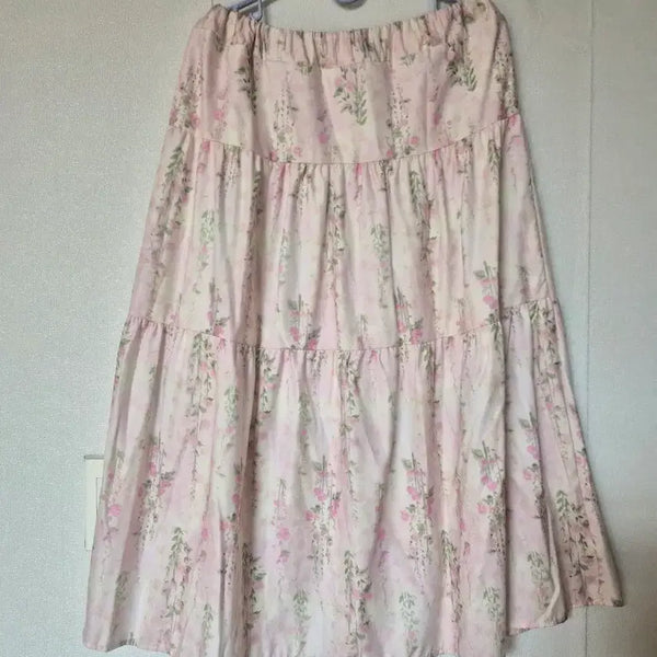 [BUNJANG] Floral Print Ruffle Tiered Long Skirt / 잔꽃 패턴 프릴 캉캉 스커트