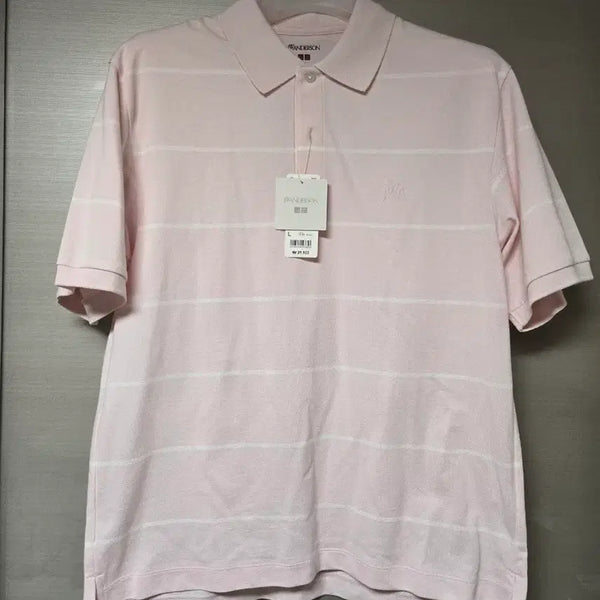 [BUNJANG] JW Anderson x Uniqlo Pink Stripe Polo Shirt L / (새상품) JW 앤더슨 유니클로 핑크 스트라이프 카라티 L