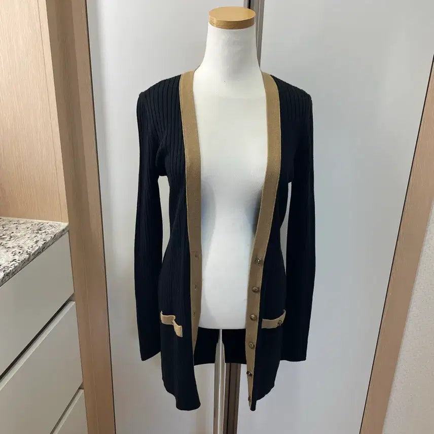 [BUNJANG] Women's Colorblock Cardigan / 블랙 베이지 배색 가디건