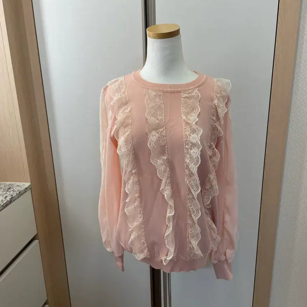 [BUNJANG] Pink Lace Blouse / 새상품 핑크색 레이스 블라우스
