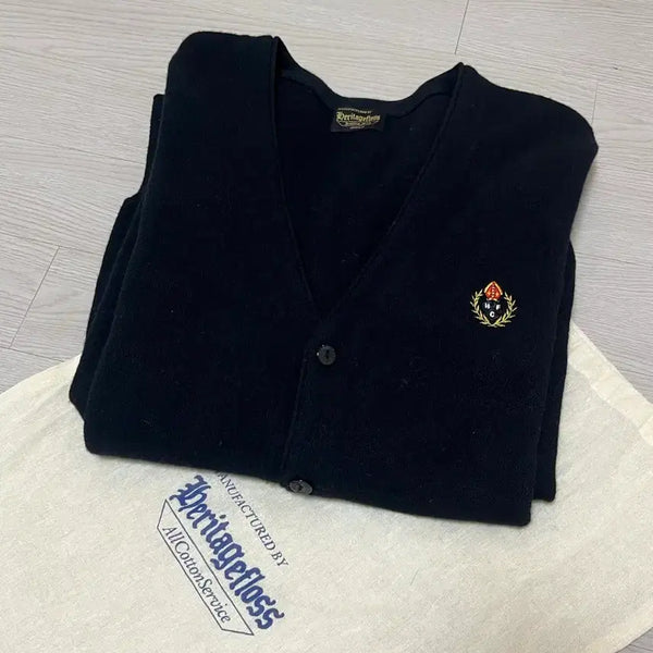 [BUNJANG] Heritage Floss Crest Wool Cardigan Black M / [M] 헤리티지플로스 크레스트 울 가디건 블랙