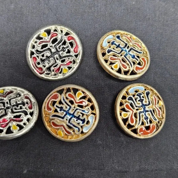 [BUNJANG] Traditional Korean Hanbok Enamel Button Set (5 pieces) / 전통 한복 칠보 조끼 단추 5개 세트