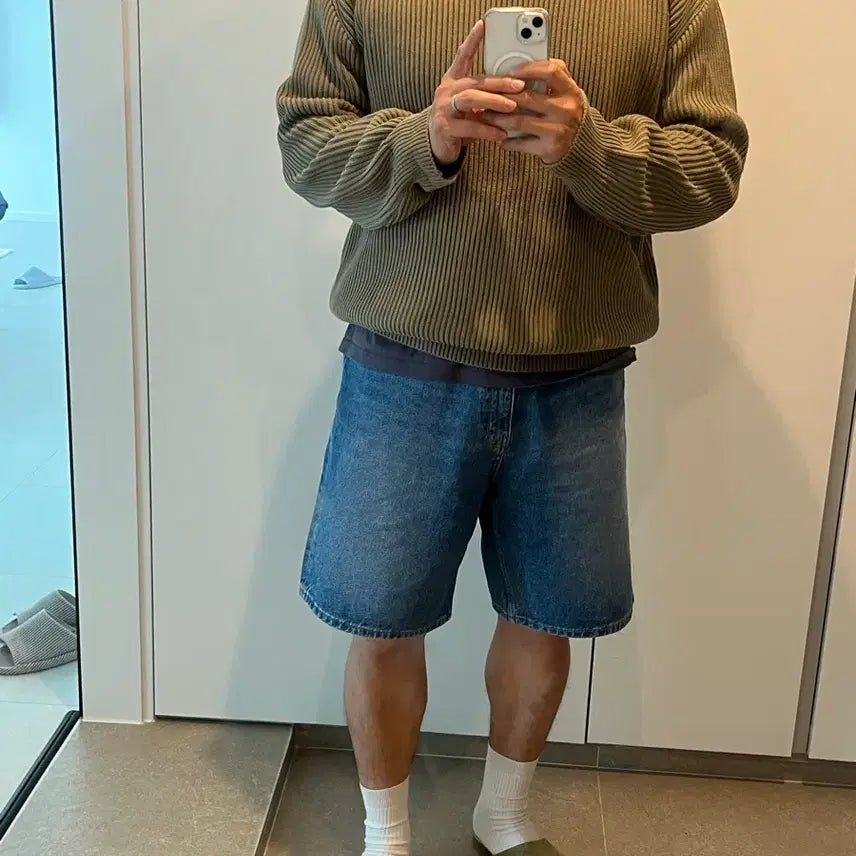 [BUNJANG] Steady Everywear Crewneck Cotton Rib Knit Set (2) Olive/Navy / (2개일괄)스테디에브리웨어 크루넥 코튼 립 니트(3) 올리브/네이비
