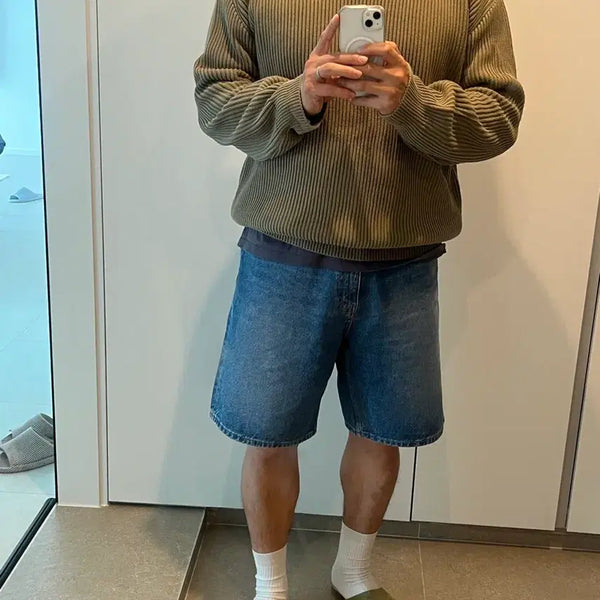 [BUNJANG] Steady Everywear Crewneck Cotton Rib Knit Set (2) Olive/Navy / (2개일괄)스테디에브리웨어 크루넥 코튼 립 니트(3) 올리브/네이비