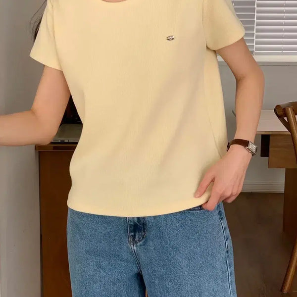 [BUNJANG] Short Sleeve T-Shirt / 연 노랑 반소매 반팔